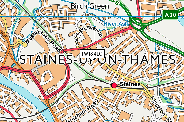 TW18 4LQ map - OS VectorMap District (Ordnance Survey) TW18 4LQ map - OS VectorMap District (Ordnance Survey)