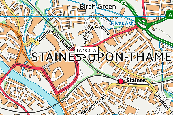 TW18 4LW map - OS VectorMap District (Ordnance Survey) TW18 4LW map - OS VectorMap District (Ordnance Survey)