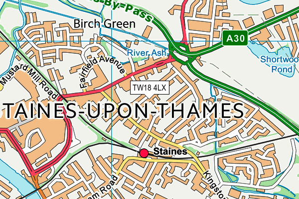 TW18 4LX map - OS VectorMap District (Ordnance Survey) TW18 4LX map - OS VectorMap District (Ordnance Survey)