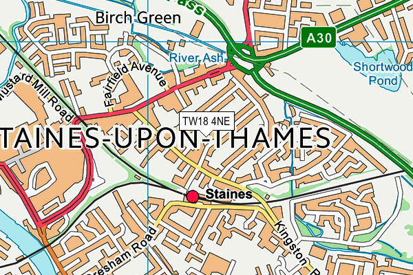 TW18 4NE map - OS VectorMap District (Ordnance Survey) TW18 4NE map - OS VectorMap District (Ordnance Survey)