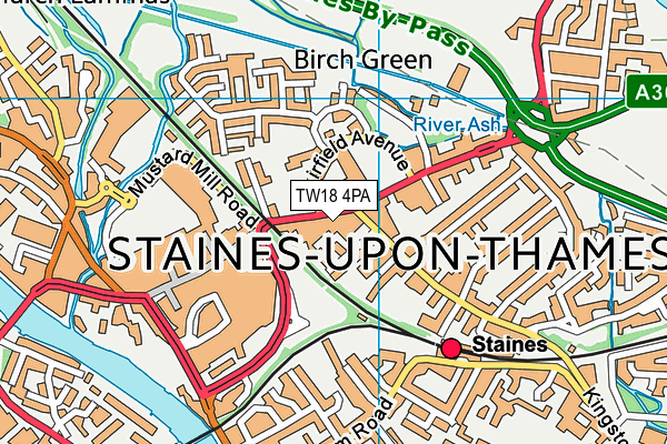 TW18 4PA map - OS VectorMap District (Ordnance Survey) TW18 4PA map - OS VectorMap District (Ordnance Survey)