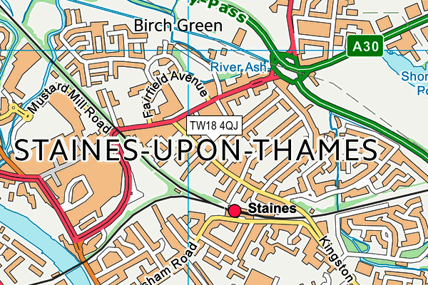 TW18 4QJ map - OS VectorMap District (Ordnance Survey) TW18 4QJ map - OS VectorMap District (Ordnance Survey)