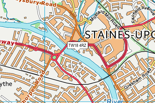 TW18 4RZ map - OS VectorMap District (Ordnance Survey) TW18 4RZ map - OS VectorMap District (Ordnance Survey)
