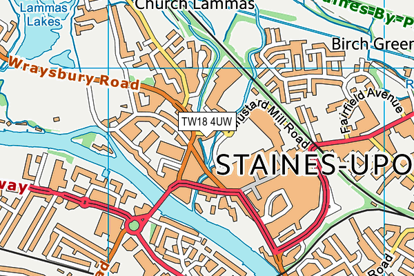 TW18 4UW map - OS VectorMap District (Ordnance Survey)