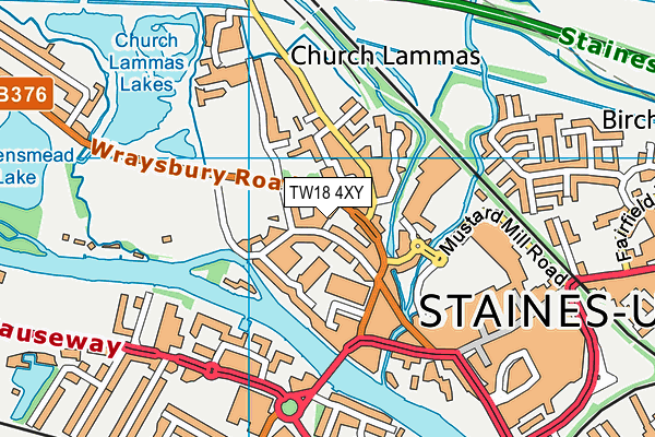 TW18 4XY map - OS VectorMap District (Ordnance Survey) TW18 4XY map - OS VectorMap District (Ordnance Survey)