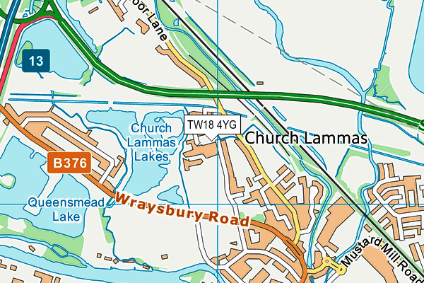 TW18 4YG map - OS VectorMap District (Ordnance Survey)