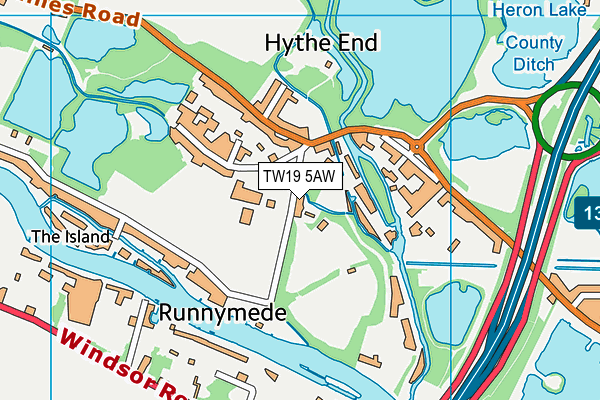 TW19 5AW map - OS VectorMap District (Ordnance Survey) TW19 5AW map - OS VectorMap District (Ordnance Survey)
