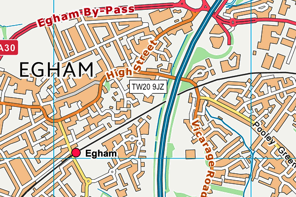 TW20 9JZ map - OS VectorMap District (Ordnance Survey)