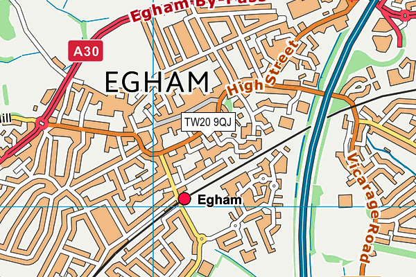 TW20 9QJ map - OS VectorMap District (Ordnance Survey) TW20 9QJ map - OS VectorMap District (Ordnance Survey)