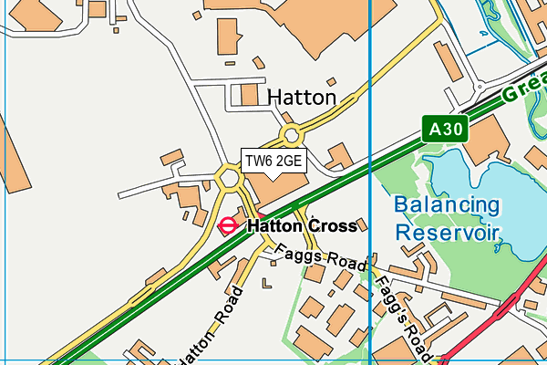 TW6 2GE map - OS VectorMap District (Ordnance Survey)