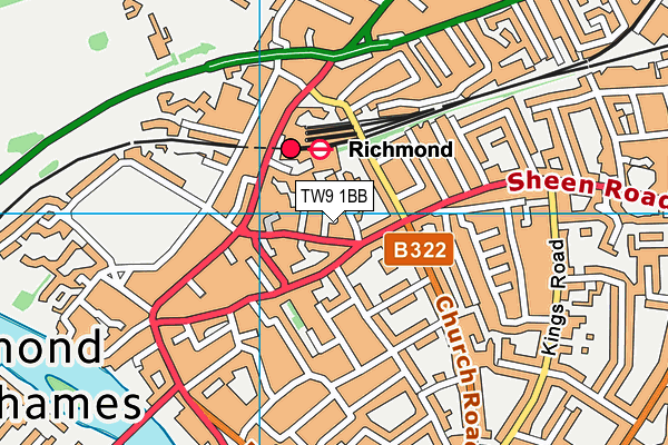TW9 1BB map - OS VectorMap District (Ordnance Survey) TW9 1BB map - OS VectorMap District (Ordnance Survey)