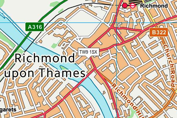 TW9 1SX map - OS VectorMap District (Ordnance Survey) TW9 1SX map - OS VectorMap District (Ordnance Survey)