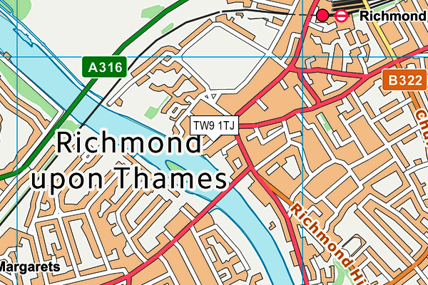 TW9 1TJ map - OS VectorMap District (Ordnance Survey)