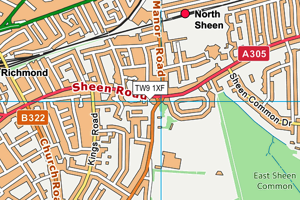 TW9 1XF map - OS VectorMap District (Ordnance Survey) TW9 1XF map - OS VectorMap District (Ordnance Survey)