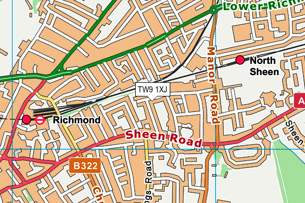 TW9 1XJ map - OS VectorMap District (Ordnance Survey) TW9 1XJ map - OS VectorMap District (Ordnance Survey)