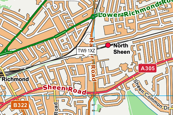 TW9 1XZ map - OS VectorMap District (Ordnance Survey) TW9 1XZ map - OS VectorMap District (Ordnance Survey)