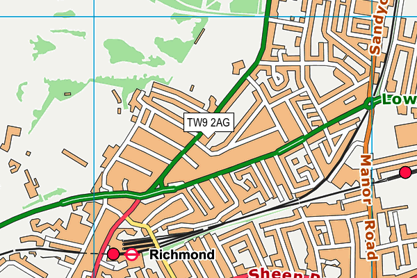 TW9 2AG map - OS VectorMap District (Ordnance Survey) TW9 2AG map - OS VectorMap District (Ordnance Survey)