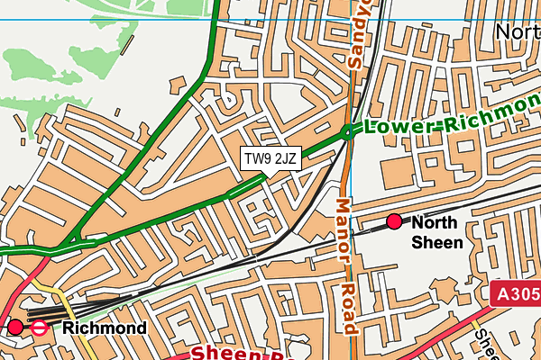 TW9 2JZ map - OS VectorMap District (Ordnance Survey) TW9 2JZ map - OS VectorMap District (Ordnance Survey)