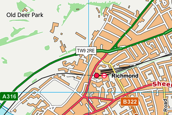TW9 2RE map - OS VectorMap District (Ordnance Survey) TW9 2RE map - OS VectorMap District (Ordnance Survey)