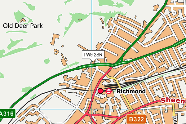TW9 2SR map - OS VectorMap District (Ordnance Survey) TW9 2SR map - OS VectorMap District (Ordnance Survey)