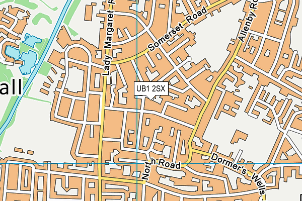 UB1 2SX map - OS VectorMap District (Ordnance Survey) UB1 2SX map - OS VectorMap District (Ordnance Survey)