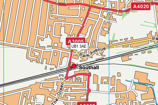 UB1 3AE map - OS VectorMap District (Ordnance Survey) UB1 3AE map - OS VectorMap District (Ordnance Survey)