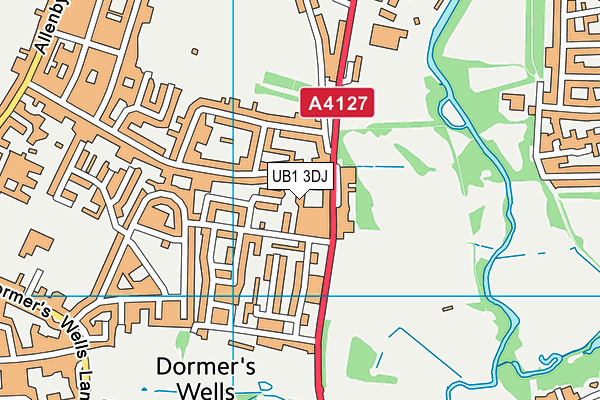 UB1 3DJ map - OS VectorMap District (Ordnance Survey)