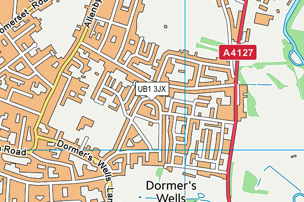 UB1 3JX map - OS VectorMap District (Ordnance Survey)