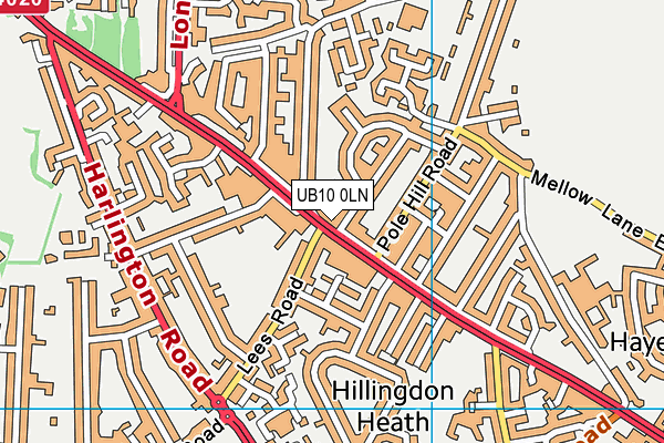 UB10 0LN map - OS VectorMap District (Ordnance Survey)