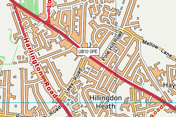 UB10 0PE map - OS VectorMap District (Ordnance Survey)