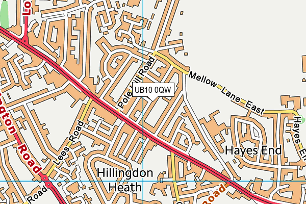 UB10 0QW map - OS VectorMap District (Ordnance Survey)