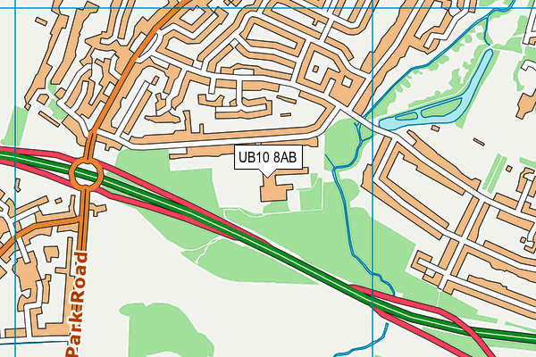 UB10 8AB map - OS VectorMap District (Ordnance Survey)