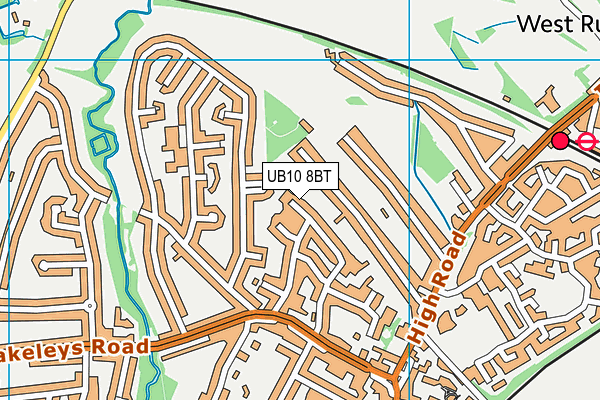 UB10 8BT map - OS VectorMap District (Ordnance Survey)