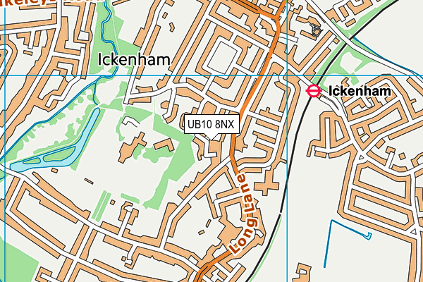 UB10 8NX map - OS VectorMap District (Ordnance Survey)