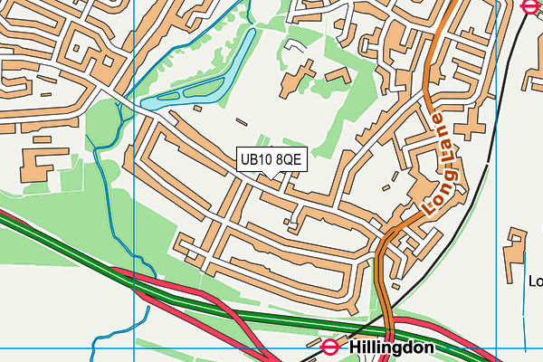 UB10 8QE map - OS VectorMap District (Ordnance Survey)