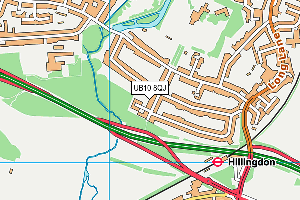 UB10 8QJ map - OS VectorMap District (Ordnance Survey)