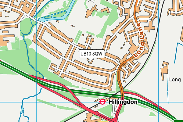 UB10 8QW map - OS VectorMap District (Ordnance Survey)