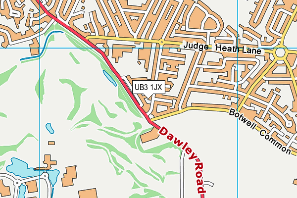 UB3 1JX map - OS VectorMap District (Ordnance Survey) UB3 1JX map - OS VectorMap District (Ordnance Survey)