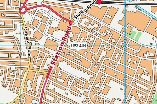 UB3 4JH map - OS VectorMap District (Ordnance Survey)