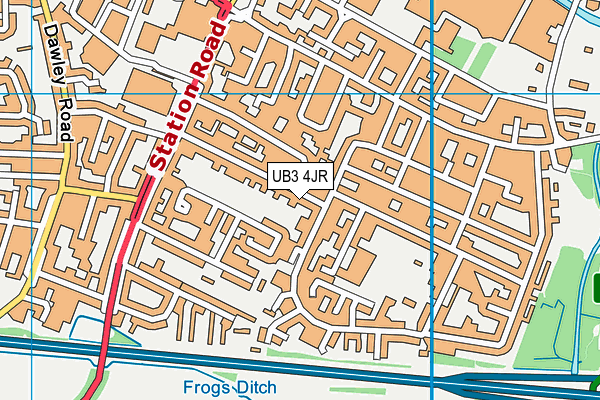 UB3 4JR map - OS VectorMap District (Ordnance Survey)