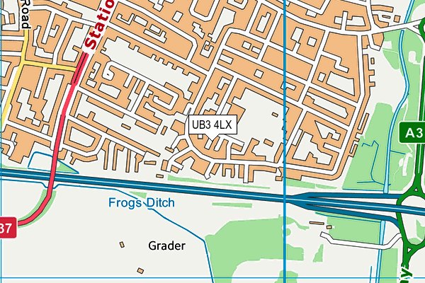 UB3 4LX map - OS VectorMap District (Ordnance Survey) UB3 4LX map - OS VectorMap District (Ordnance Survey)