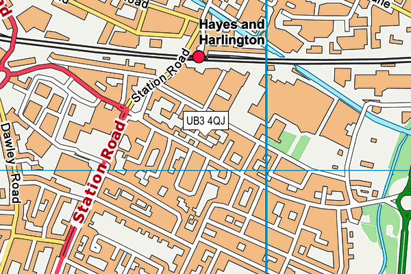 UB3 4QJ map - OS VectorMap District (Ordnance Survey)