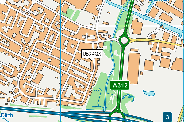 UB3 4QX map - OS VectorMap District (Ordnance Survey) UB3 4QX map - OS VectorMap District (Ordnance Survey)