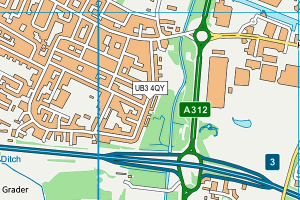 UB3 4QY map - OS VectorMap District (Ordnance Survey)