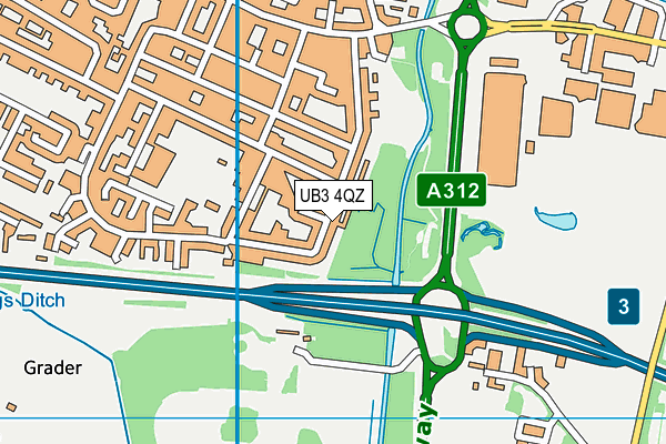 UB3 4QZ map - OS VectorMap District (Ordnance Survey) UB3 4QZ map - OS VectorMap District (Ordnance Survey)
