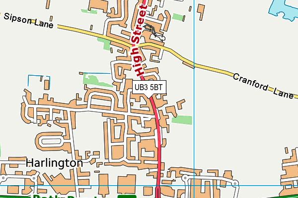 UB3 5BT map - OS VectorMap District (Ordnance Survey) UB3 5BT map - OS VectorMap District (Ordnance Survey)