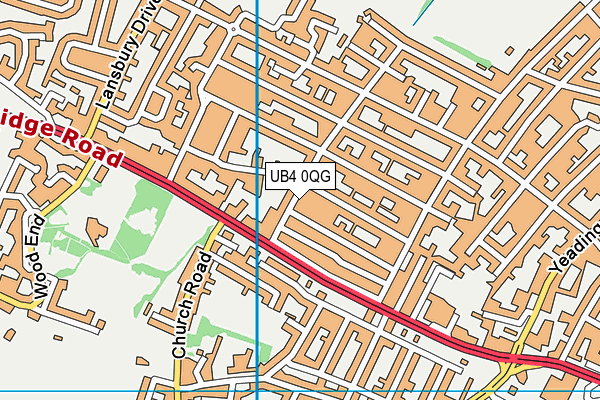 UB4 0QG map - OS VectorMap District (Ordnance Survey)