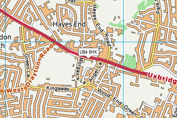 UB4 8HX map - OS VectorMap District (Ordnance Survey)