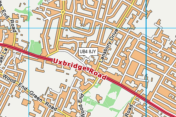 UB4 8JY map - OS VectorMap District (Ordnance Survey) UB4 8JY map - OS VectorMap District (Ordnance Survey)
