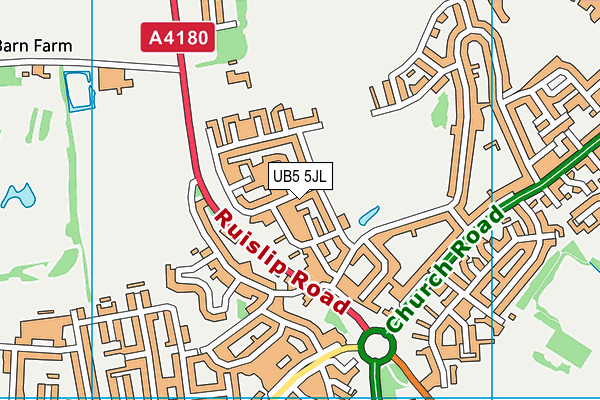 UB5 5JL map - OS VectorMap District (Ordnance Survey)